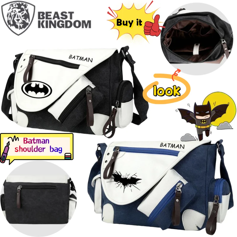

Сумка на плечо BeastKingdom Batman, креативная персонализированная сумка через плечо большой вместимости с принтом «сделай сам», портативная универсальная парусиновая сумка через плечо для пар