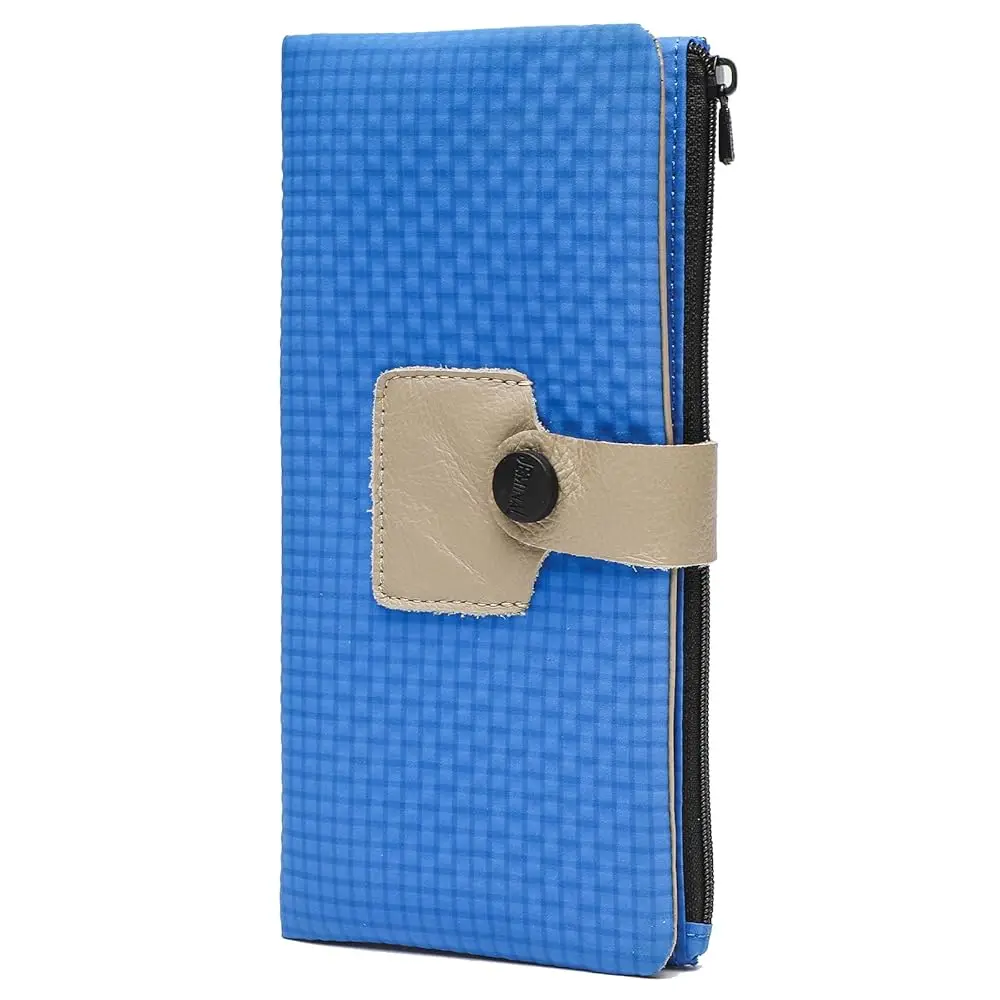 

Free ShippingMen's Long Wallet, Water-Resistant Nylon Bifold Purse with Snap Closure, 12 Card Slots, ID Window, Zipper Pocket, L