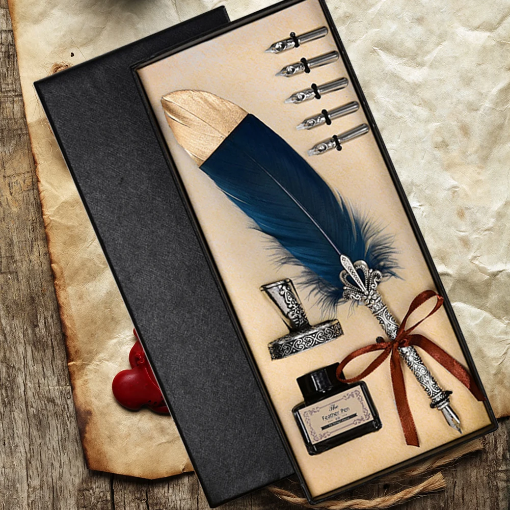 مجموعة واحدة من أقلام الخط العتيق قلم حبر مزود بريشة قلم حبر مجموعة أدوات مكتبية إبداعية قلم كتابة ريترو للمدرسة والمكتب