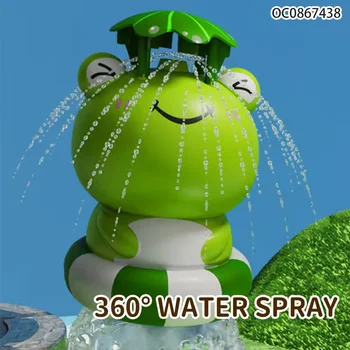 Flying rocket launcher water spray sprinkler rotating kids playing splashing toy fun interaction garden lawn game outdoor gifts