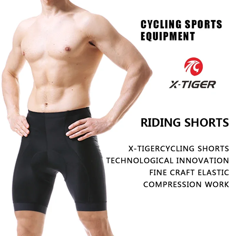 X-TIGER Men's Cycling Shorts 5D Gel Padded Mountain Road Anti-slip Leggings Bicycle Shorts Cycling Half Pants Tights