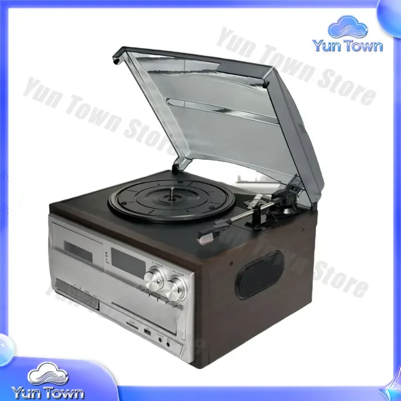 Vinyl Record Player CD Tape Player Radio Desktop Bluetooth Speaker for Turntable Audio System Decor