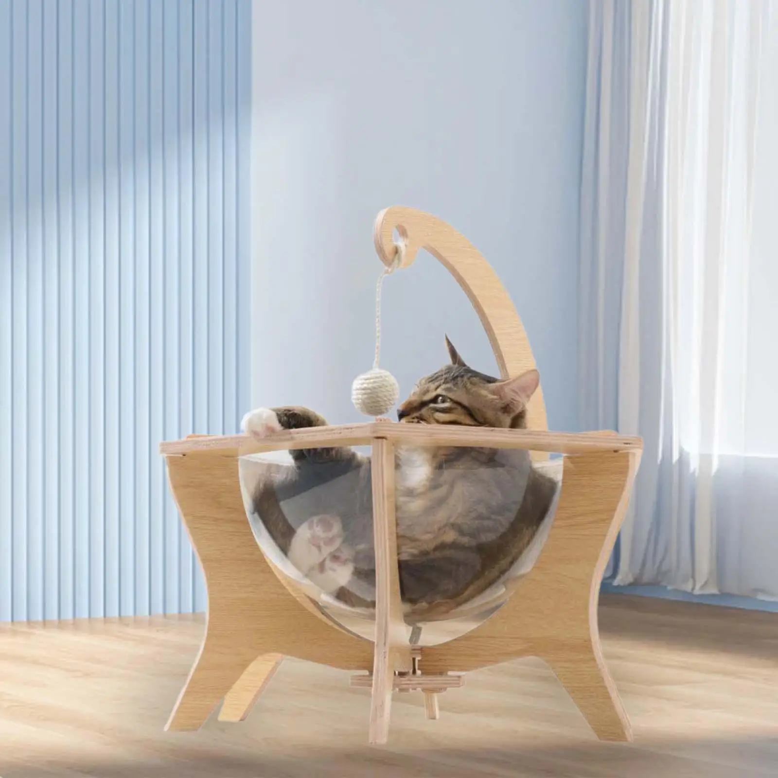 

Wood Capsule Cat Bed Lounging Sleeping Nest for Kitten Indoor Cats Kitty