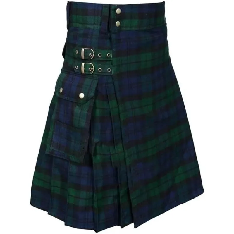 Tartan Utility Kilts für Männer Tartan-Kilt mit Riemen und großen Cargotaschen