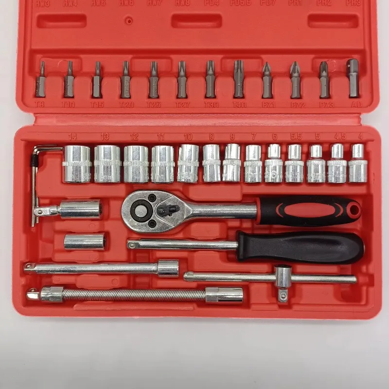 SXLL Set di chiavi a bussola di alta qualità Strumenti Cassetta degli attrezzi per riparazioni auto e set di bussole per chiavi a cricchetto