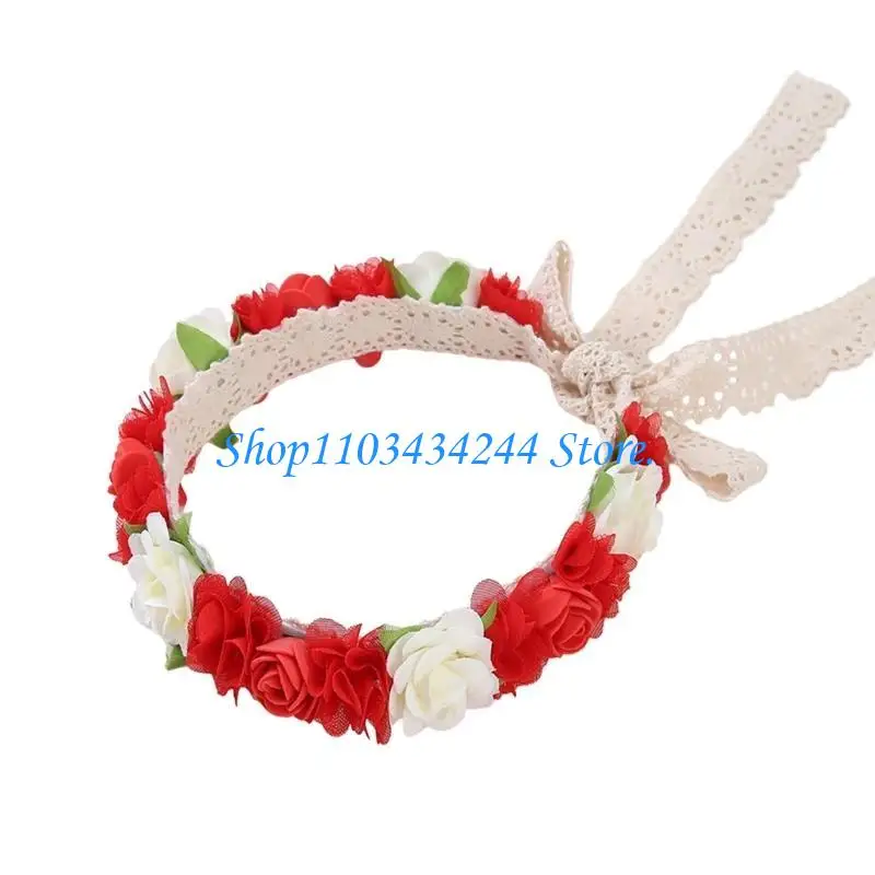 

G2TC 1pc Floral Headwear Hairband Headpiece Girl Lace Flower Headband Adjustable Band