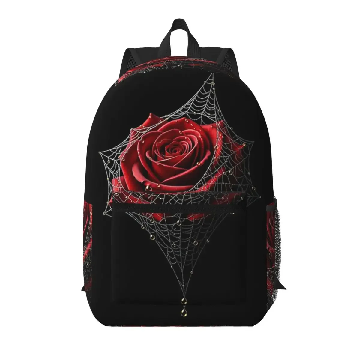 Dark Rose Crystal Mesh Pattern Student Backpack School Bag Hiking Travel Daypack for Men Women Bookbag Shoulder Bags