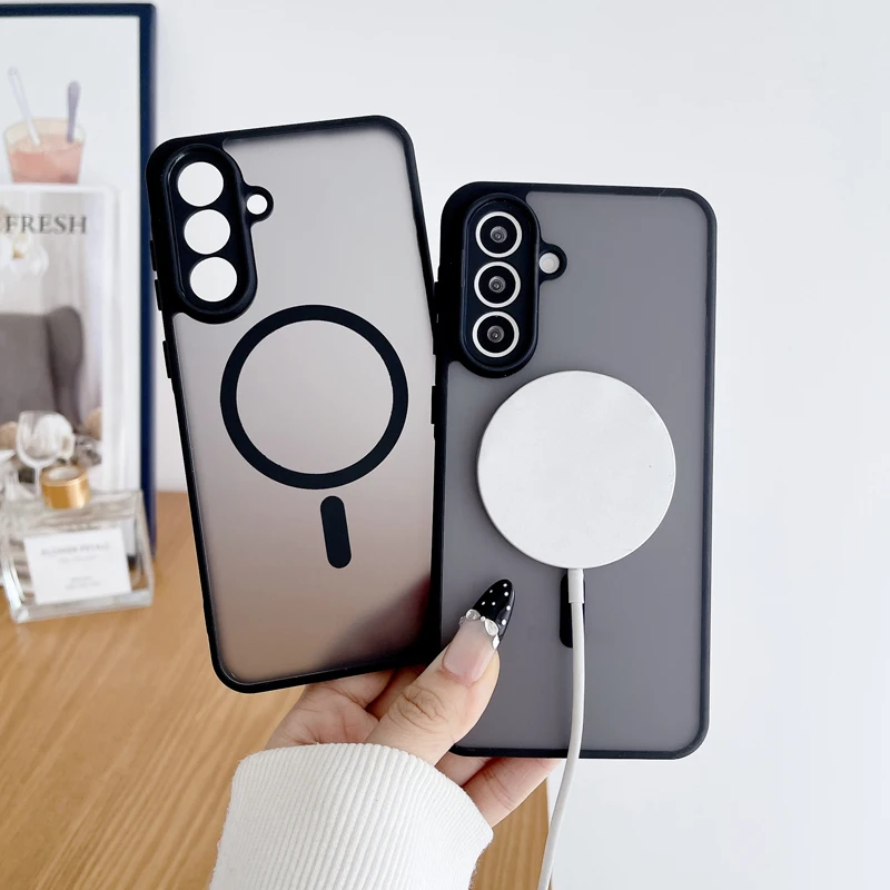 

10PCS Black Matte Magnetic Case For Samsung A57 A56 A55 A54 A53 A37 A36 A35 A26 A25 A17 A15 A05 F05 F07 M17 Magsafe cover case