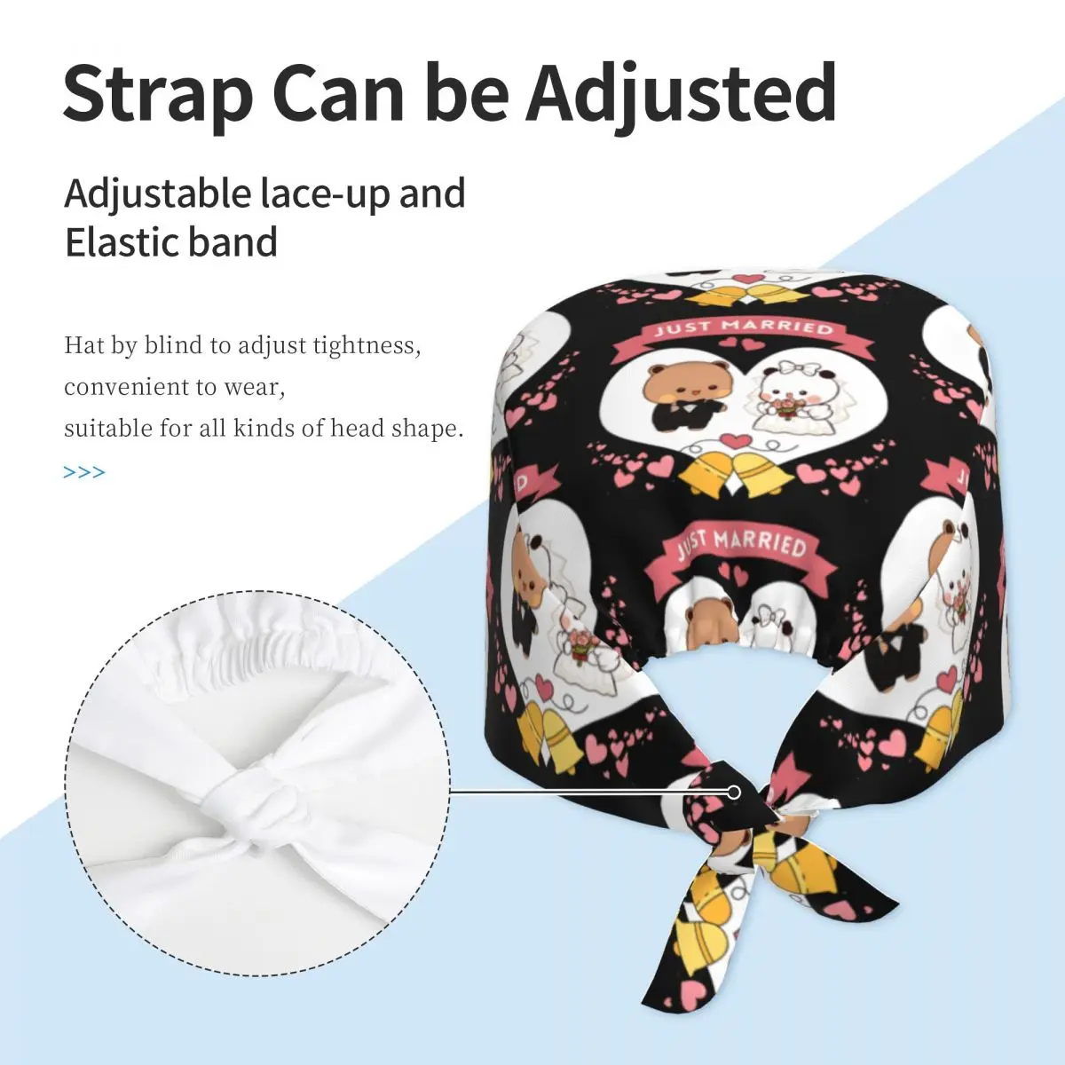 Bonés esfoliantes dudu bubu, chapéus de enfermagem para suporte unissex, boné de trabalho de cabelo longo, respirável, boné médico personalizado