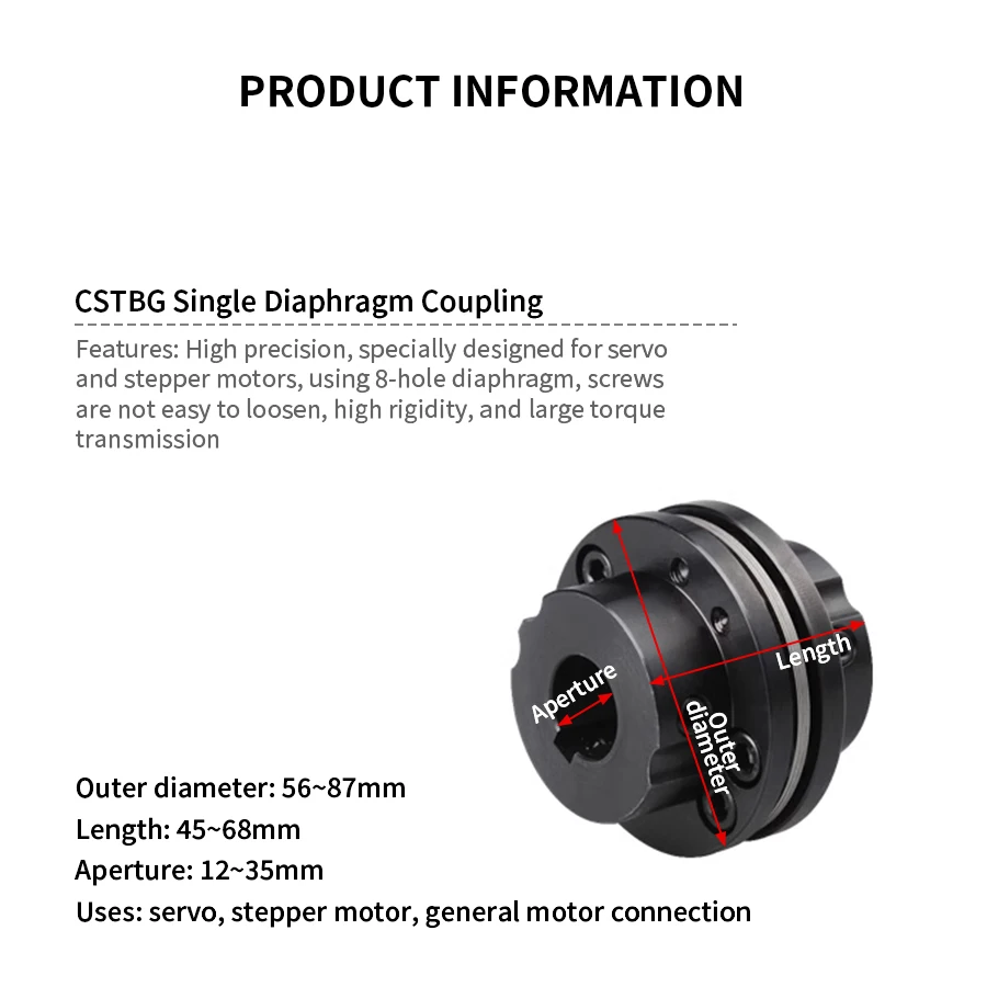 CSTBG Coupling 8-Hole Diaphragm Motor 45# Steel High Torque Stepped Flange Coupling CSTBG-87X68 CNC Driving Parts