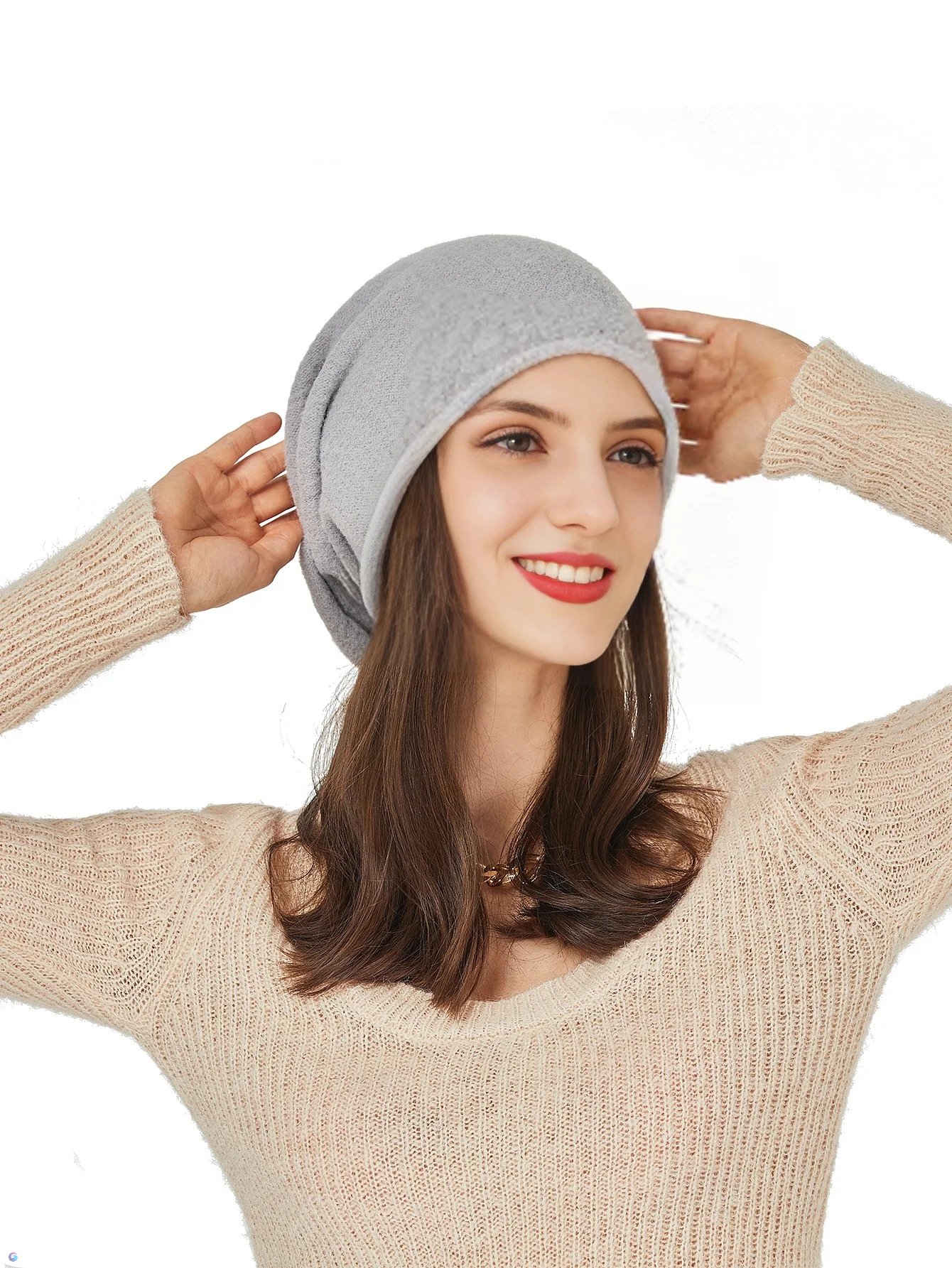 Knitted Wool Beanie Hat For Women Autumn Winter Warm Soft Crimping Slouchy Beanies For Gorros Female Fashion SKullies Cap