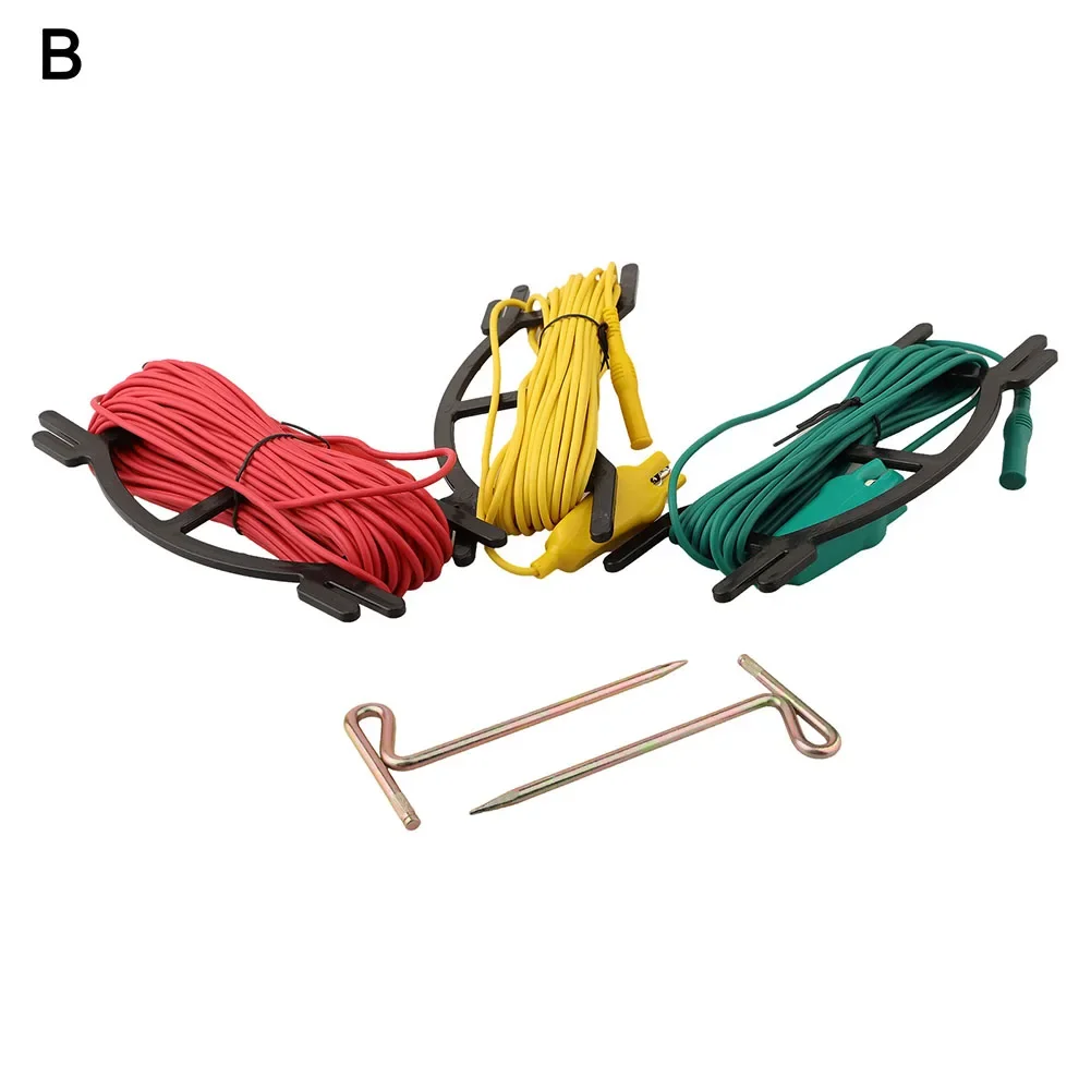 Accessories for Digital Ground Resistance Meters Featuring 3 Testing Wires and 2 Auxiliary Earth Bars for Dependable Use