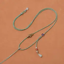 Handmade Woven High-Grade Pendant Jade Fine Necklace Rope Adjustable Jade Ruyi Buckle Men's and Women's Neck Hanging Black Rope
