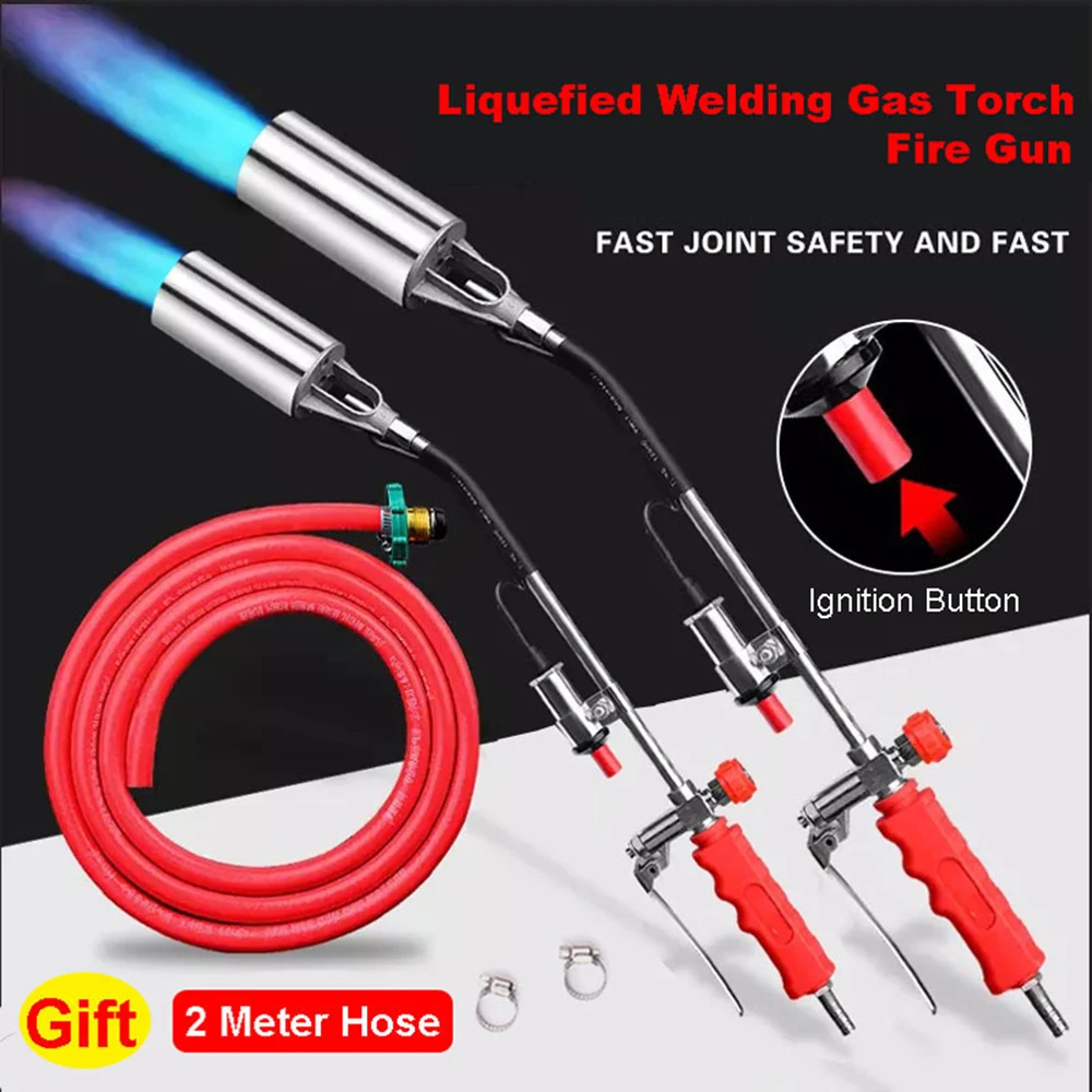 Liquefied Welding Gas Torch Fire Gun with Electronic Ignition Button Weeded Burner Welding Accessories Heating Torch