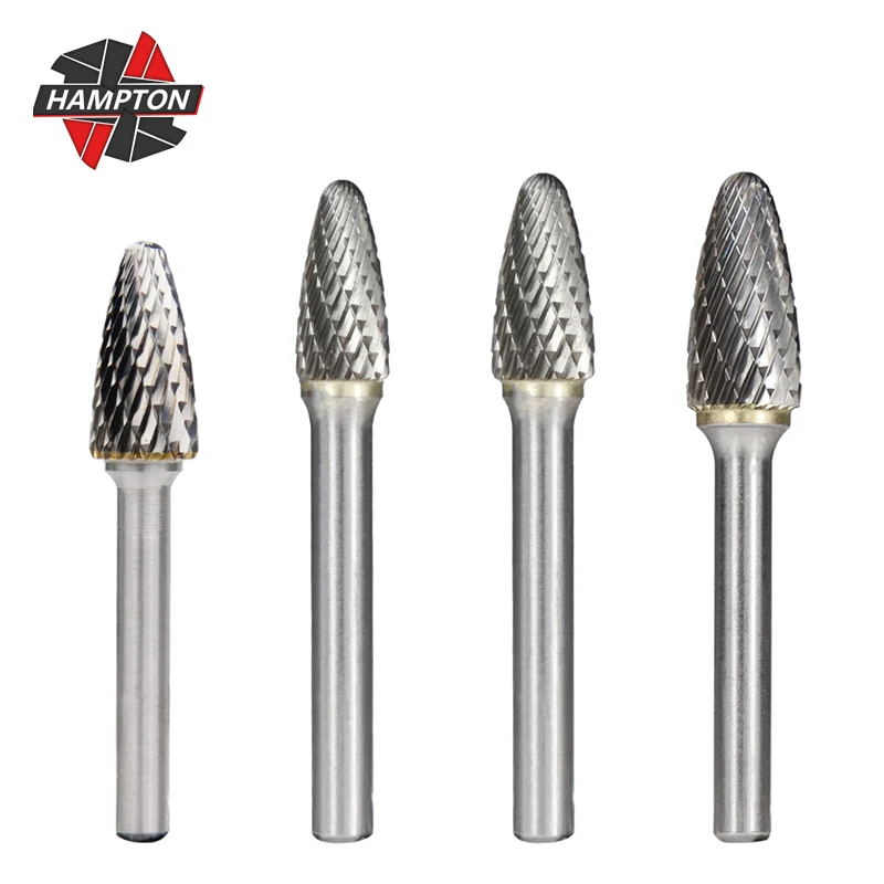 

HAMPTON Rotary Files 6mm Shank Double Cut Rotary Burrs F Style Carbide Burrs for Dremel Rotary Tool Wood Carving Milling Cutter