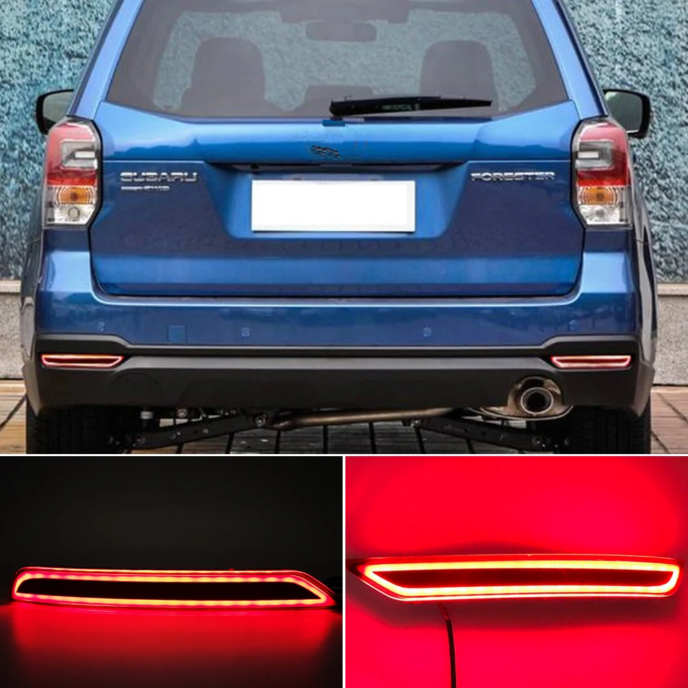 Nice 1 Pair LED Rear Bumper Reflector Light Brake DRL Turn Signal Light 3 Functions Tail Lamp For Subaru Forester 2008-2019