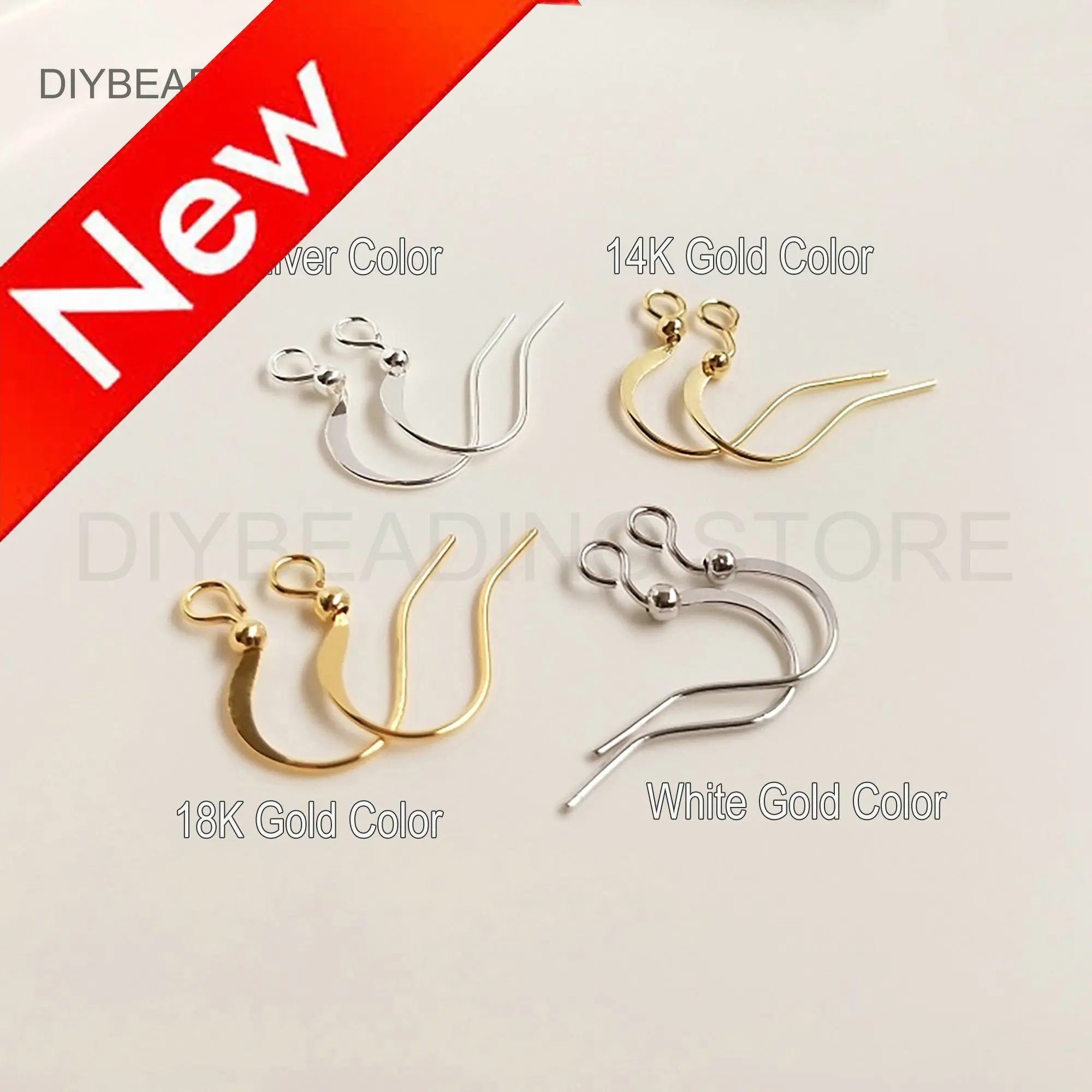 Piercing Earwires for Earring Making Supplies French Jewelry Hooks 14K/18K/White Gold Plated Brass Blank Fish Hook Ear Wire