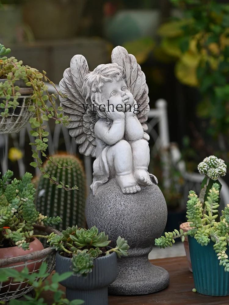 Tqh Garden Decoration European Angel Decoration Outdoor Cute Figure Sculpture