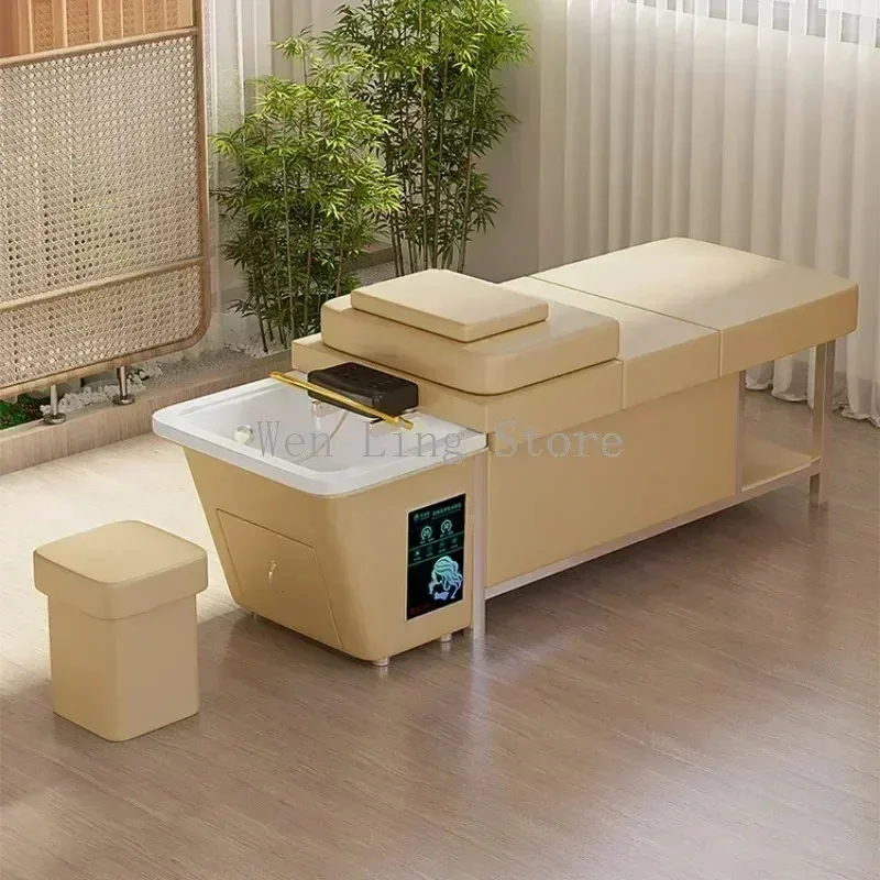 XinSheng Multifunctional Thai Massage Table Shampoo Bed with Water Circulation Fumigation Basin Hair Salon SPA Furniture