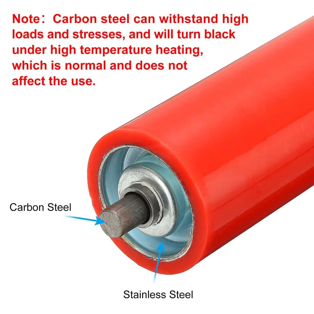 Polyurethane Coated Conveyor Roller 2.4" Diameter 24" Length Stainless Steel Transmission Replacement Part Galvanized End