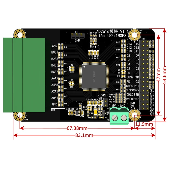 AD7616 Module 16-channel 16-bit ADC Synchronous Sampling 1MSPS High-speed Data Acquisition Kit FPGA