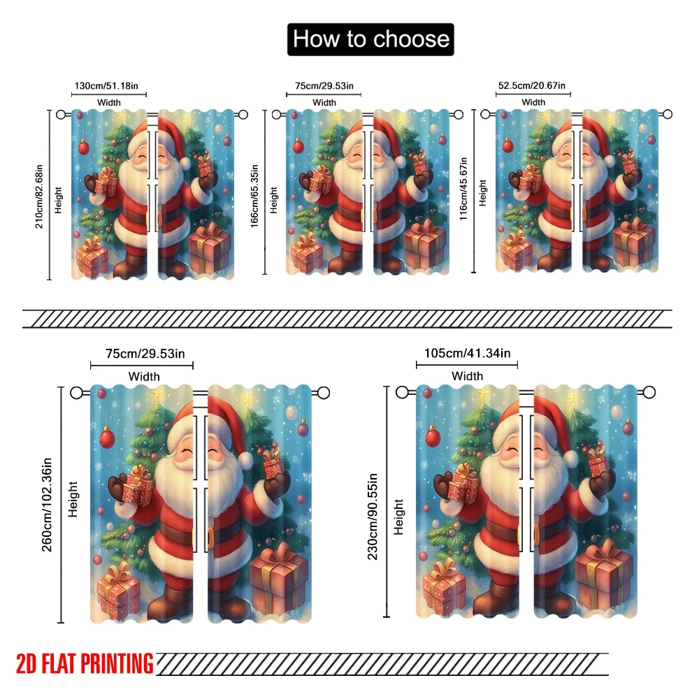 2 قطعة ، 2D الطائرة الطباعة الستائر الشعبية لطيف سانتا كلوز عيد الميلاد عطلة الموسم البوليستر (بدون قضيب) الزينة في الهواء الطلق