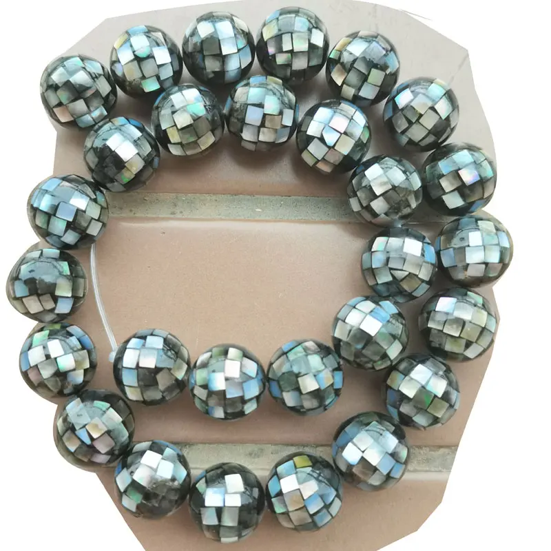 

10mm;12mm;14mm Black Mother of pearl Shell Round Women Men Spacers Art Loose Beads WFH1138