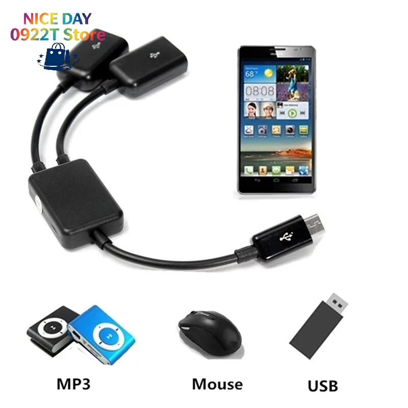 Dual Micro USB OTG Hub Host Adapter Cable for Tablet PC and Smart Phone@#X