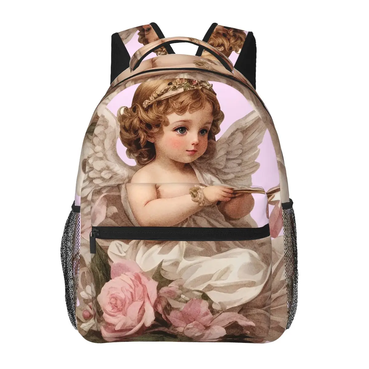 Kawaii Victorian Angel Vintage Rose Student Backpack School Bag Hiking Travel Daypack for Men Women Bookbag Shoulder Bags