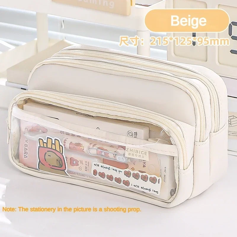 Exquisite Transparent Pencil Case Student Large Capacity Multifunctional Convenient Stationery Storage Bag