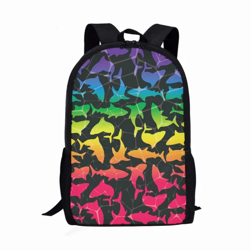 Ocean Sharks Pattern Print Students School Bag Boys Girls Kids Book Bag Daily Casual Storage Backpack Teenager Travel Rucksack