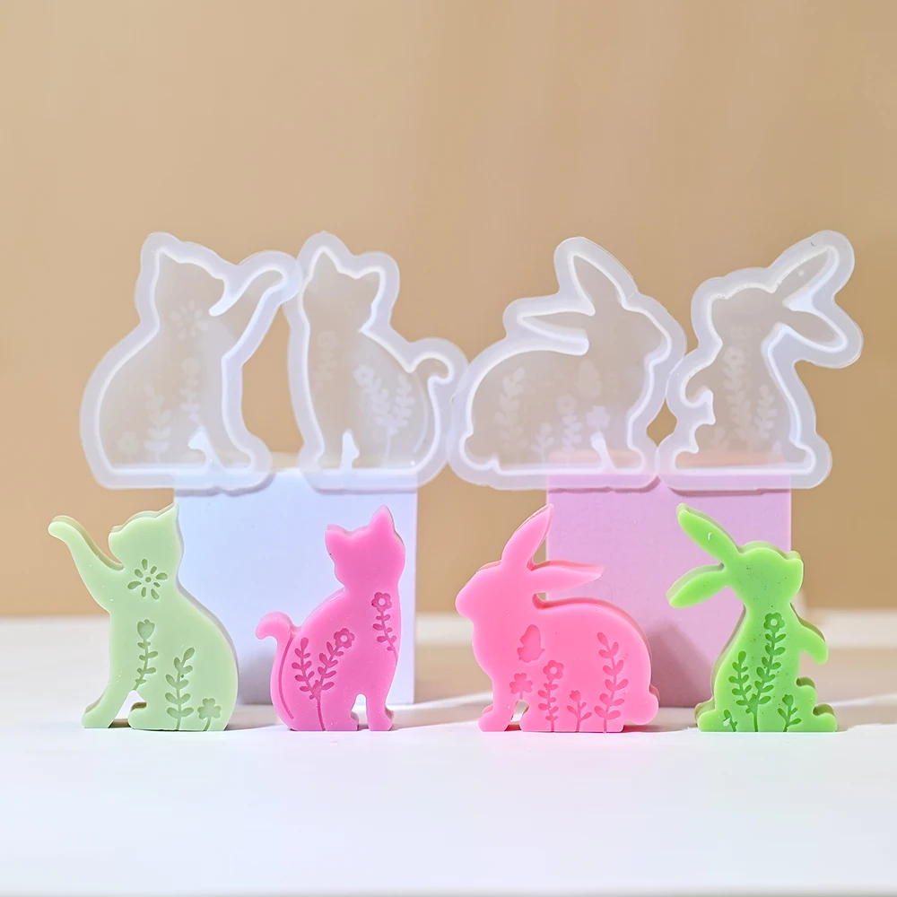 LZ068 Easter Rabbit Candle Silicone Mold DIY Animal Hollow Butterfly Cat Car Aromatherapy Plaster Ornament Molds