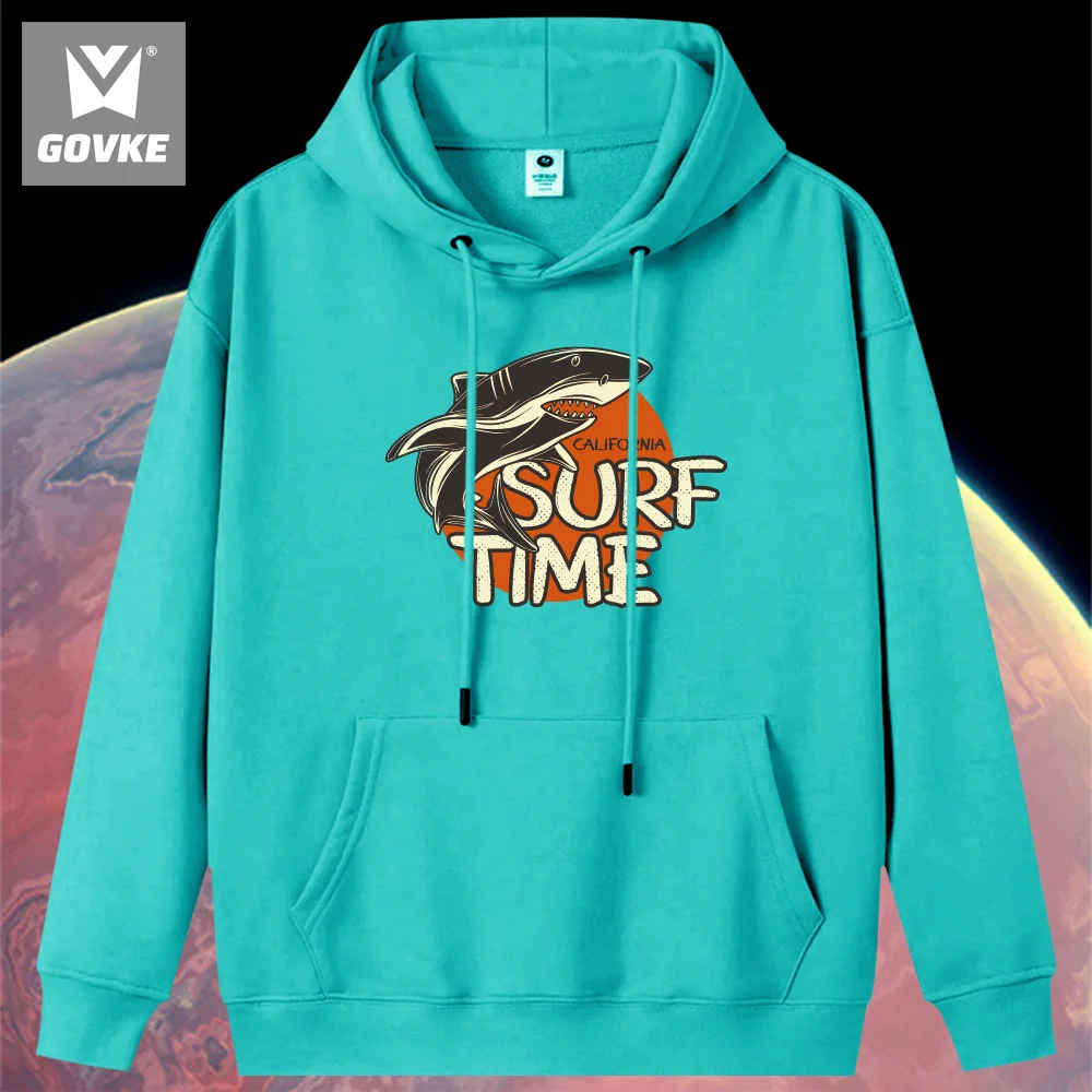 Surf Time Funny Street Printed Hoodie New Style Men's Hoodies Anime Painting Style  Comfortable Thick Sweatshirt