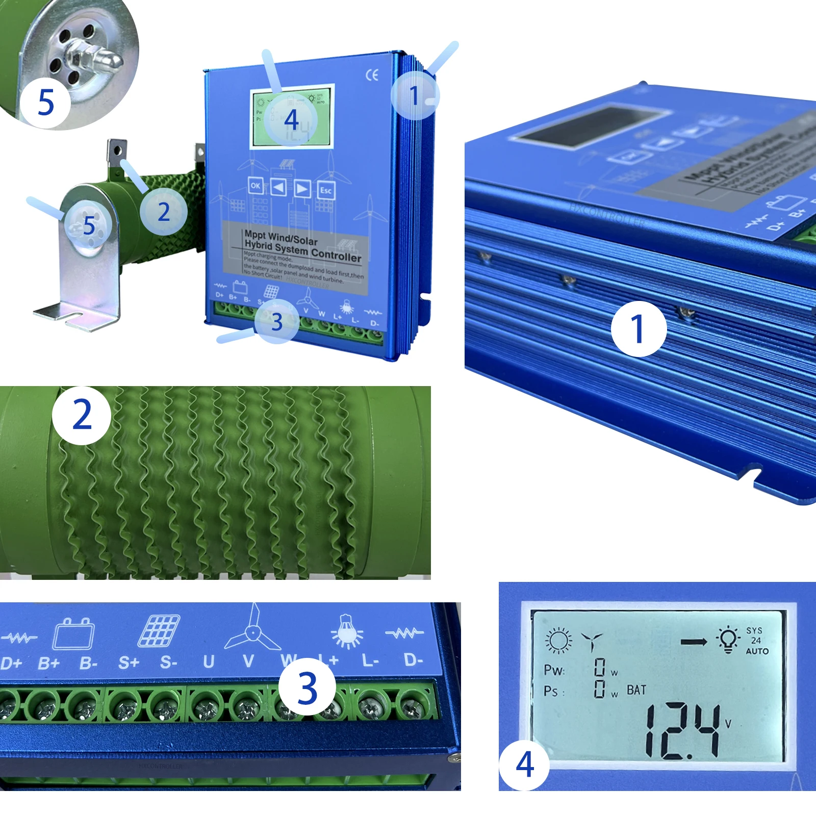 Regolatore di carica solare eolico ibrido MPPT da 2200W 12V 24V 48V regolatore di turbina eolica regolatore di carica solare nave dal magazzino ue