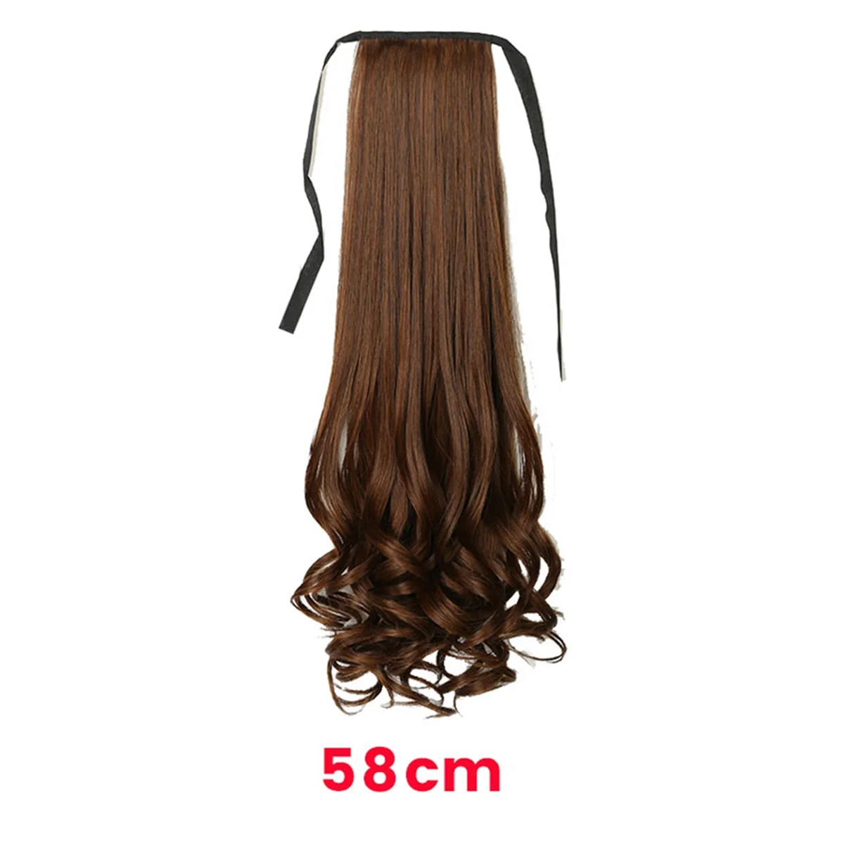 ABGN 58 cm femmes cheveux longs bouclés cravate perruque queue de cheval poire fleur Style grande perruque ondulée réaliste cheveux longs bouclés queue de cheval A