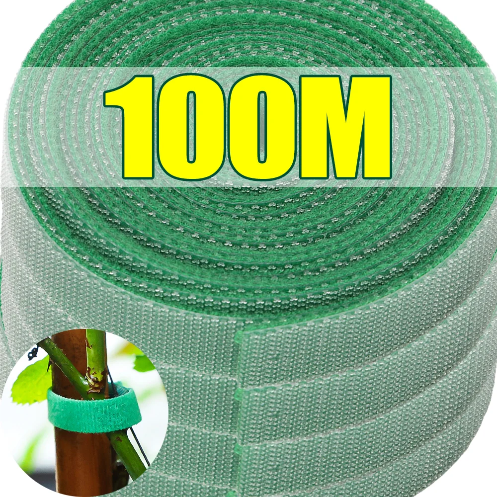 Self Adhesive Nylon Plant Ties Adjustable Plants Hook Loop Support Garden Twine Bandage Reusable Green Cable Fastener Tape Strip