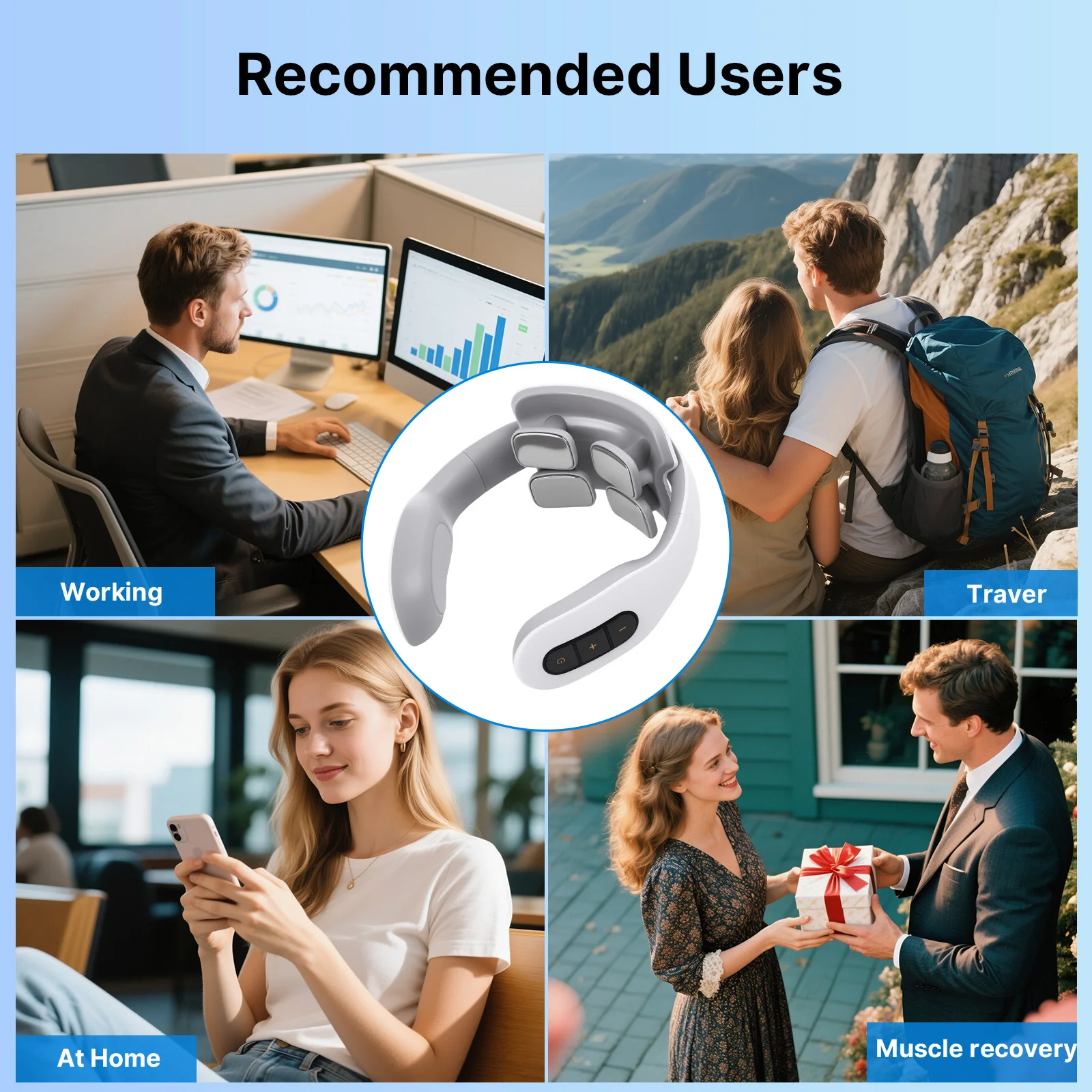 مدلك الرقبة - تدليك عنق الرحم العميق / دعم تعزيز الموقف / محمول وسهل الاستخدام، مدلك الرقبة المحمول، المثالي