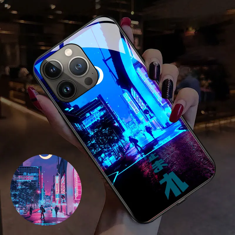 

Cyberpunk world trend intelligent voice control Lights Flashing phone case For Iphone 13mini 13 13pro 13promax mobile full cover