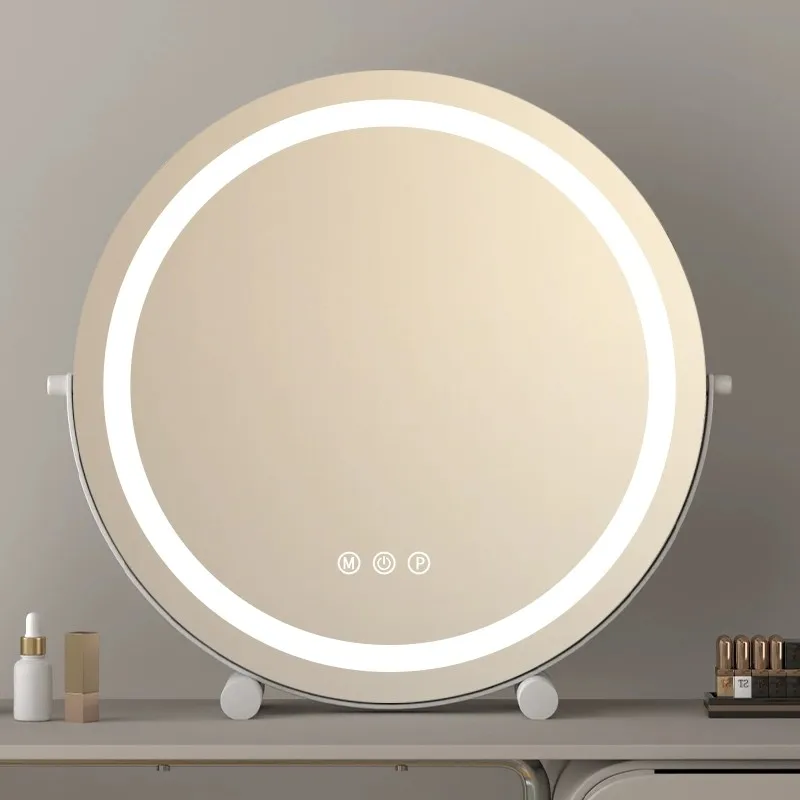

Зеркало с LED-подсветкой для макияжа, портативное косметическое зеркало с подсветкой для ванной комнаты, круглое