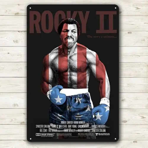 1p，Rocky 2 Apollo Creed Movie Metal Poster Tin Sign 20x30cm