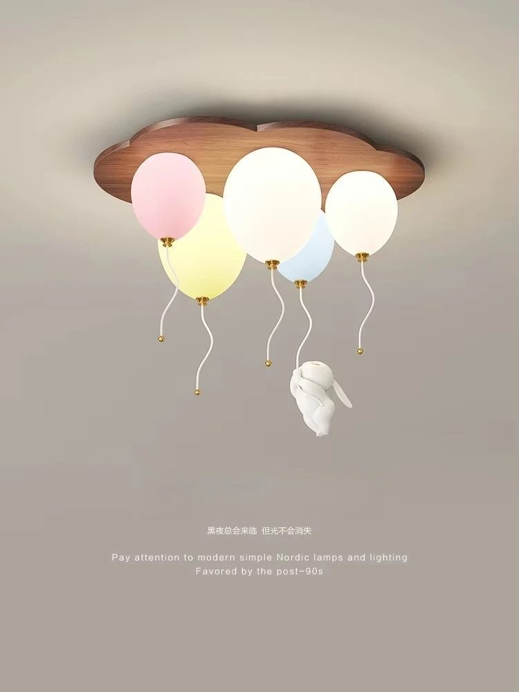 

Modern Balloon Led Ceiling Lights Wooden For Children's Room Decoration Baby's Boy Girl Bedroom Lustre Creative Chandelier Lamp