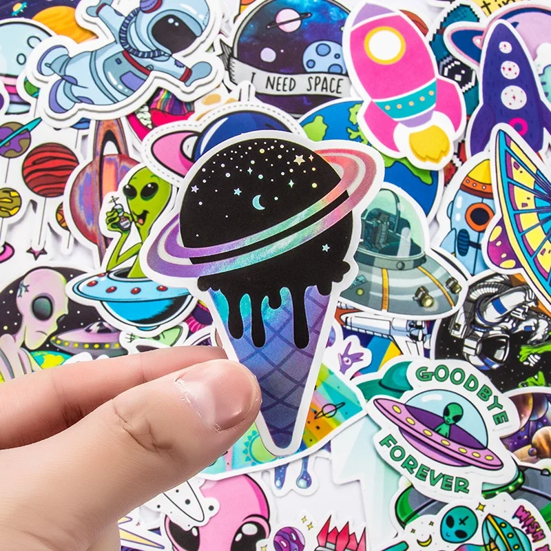 50 Pcs Alien Stickers | UFO Waterproof Vinyl Stickers for Water Bottles Laptop Luggage Cup Mobile Phone Skateboard Decals