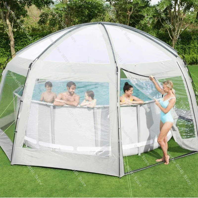 Foldable Round Pool Tent, Oversized Outdoor Sunshade Rainproof Canopy for Home Swimming Pool
