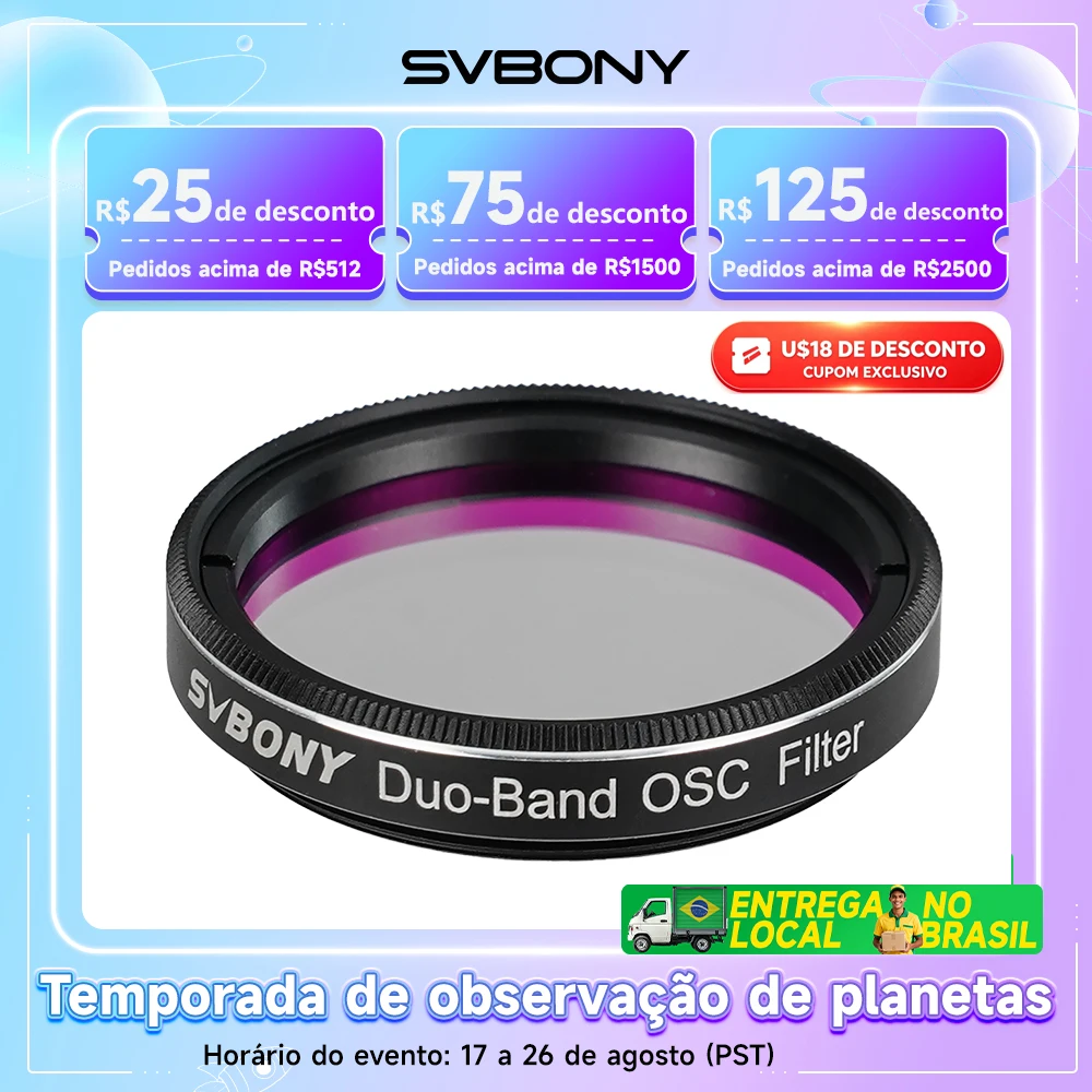 SVBONY Filtro H-Alpha e OIII 7nm para Telescópio
