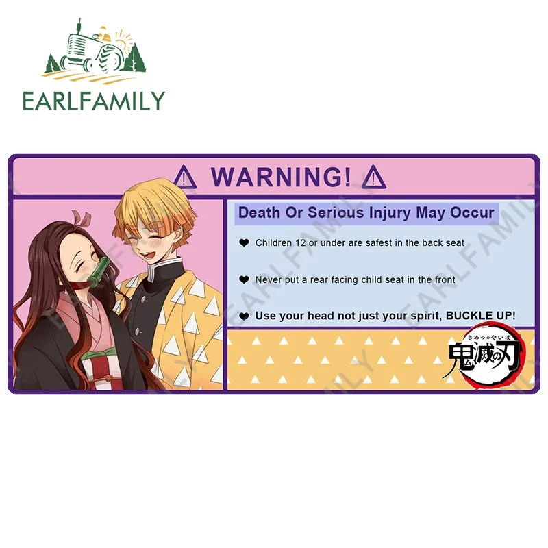 EARLFAMILY 13cm X 6cm Warning Anime Car Sticker for Children Safety Creative Car Styling Decals Waterproof JDM RV Decoration