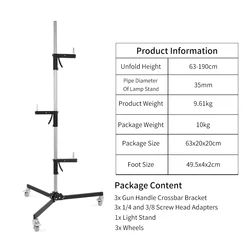 SH 63cm-190cm Gun Grip Light Stand 1/4 and 3/8 Screw With Wheels Folding Tripod For Studio Flash LED Light Softbox COB Light