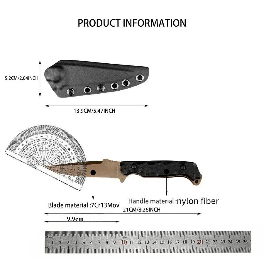 TOR Professional Tactical Knife 7Cr13Mov Blade Nylon Fiber Handle Multi-functional Rescue Tool for Outdoor Rock Climbing