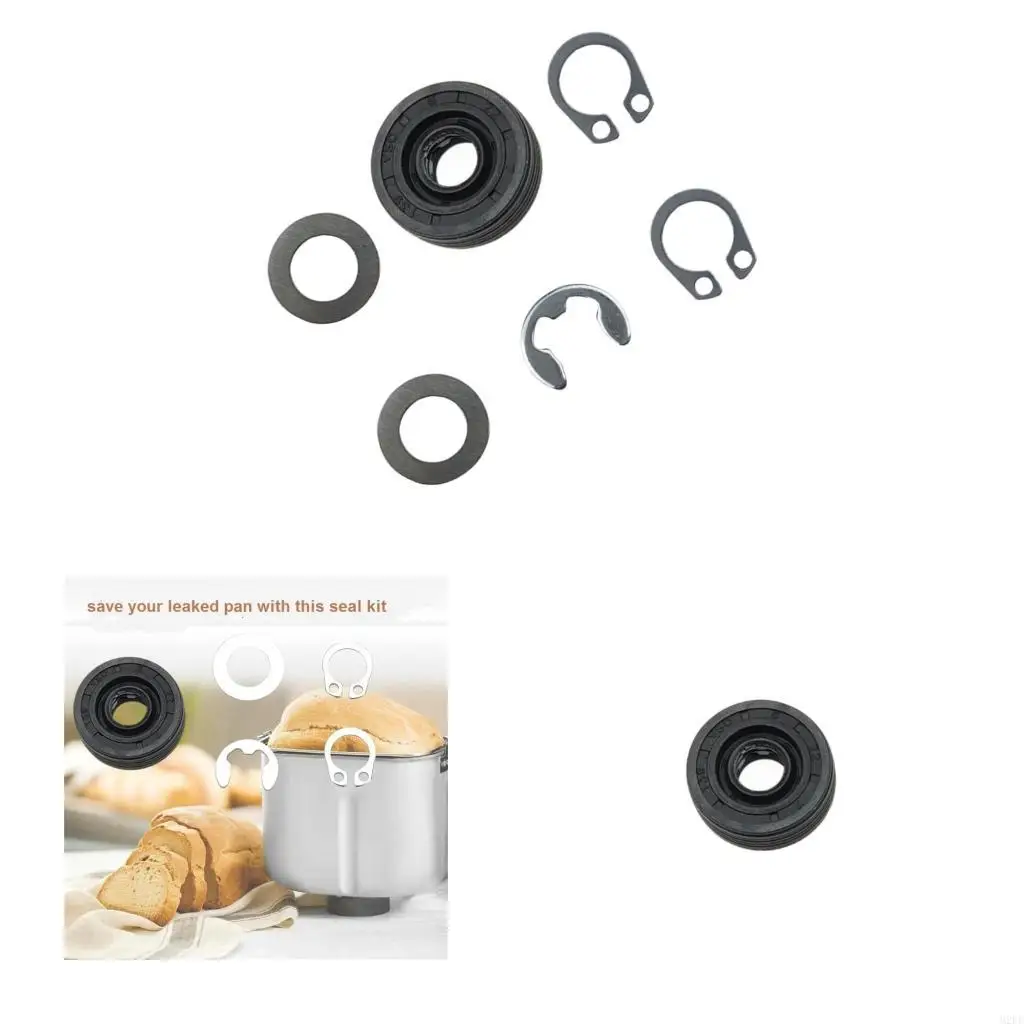 6Pcs Bread Machine Shaft Seal Rings and Retaining Clips Rubber Metal Construction Maintenance Bread Machine Accessories