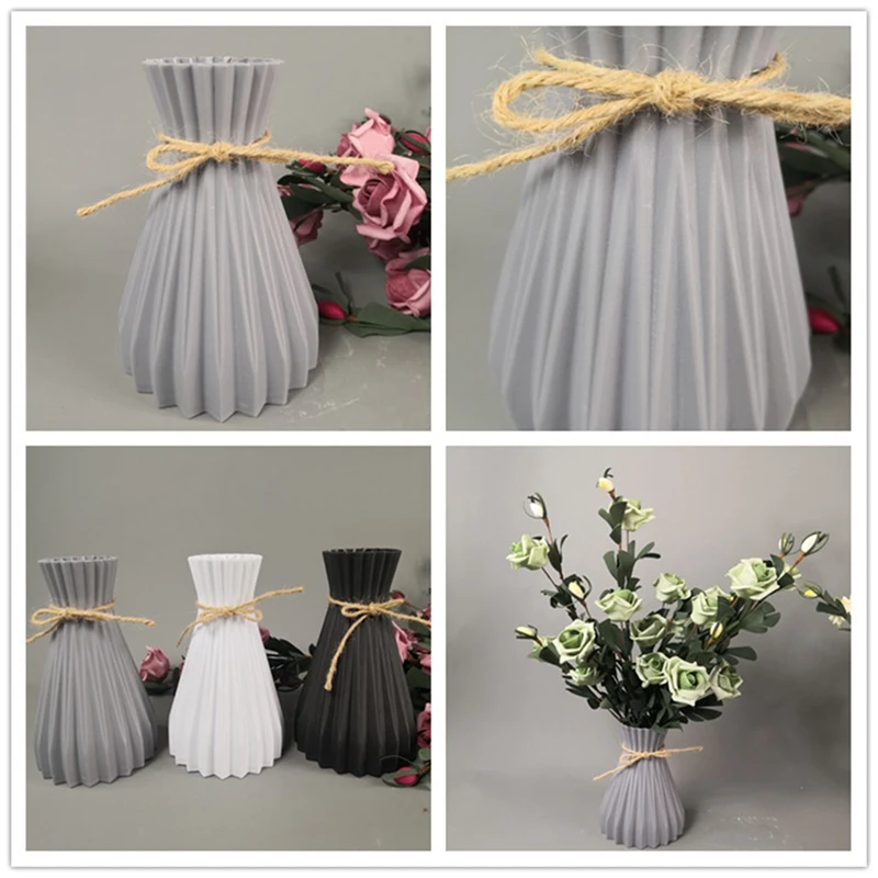 Plastic Vases European Aimulation-Ceramic Flower Vase Wedding Home Decorations Rattan-Like Unbreakable Simplicity