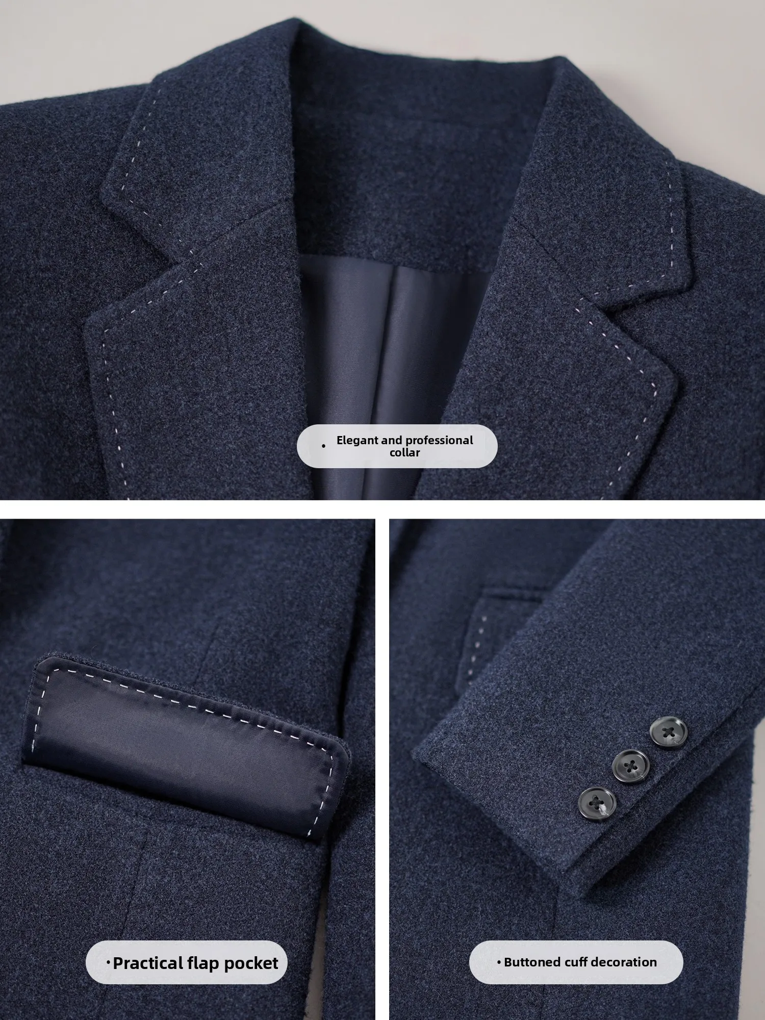 Diepblauwe damespakset Afslankende taillemat Sle Woon-werkverkeer Warm Thiened Long Sve Formele kleding Herfst Winter Nieuw A...